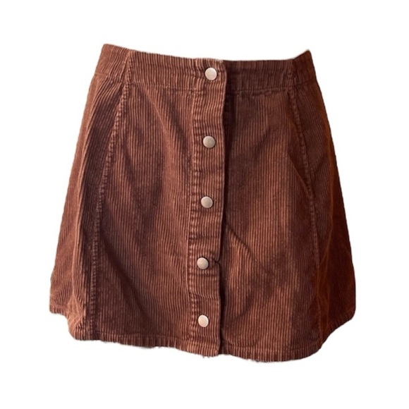 Justify Large Brown Corduroy Mini Skirt Schoolgirl Trendy Fall Y2K Clueless - Picture 2 of 7